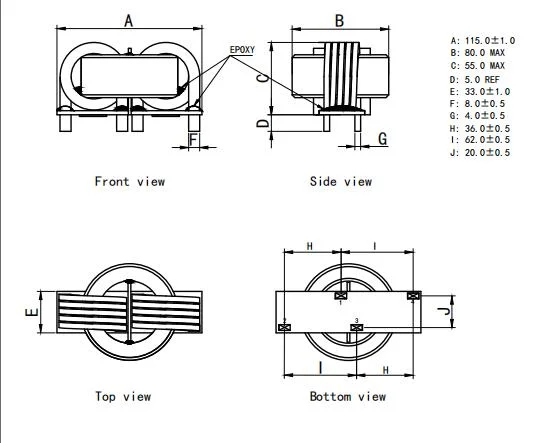 Customized 2 or 3 Phase Flat Wire Winding High Current Choke Coils for Solar Energy