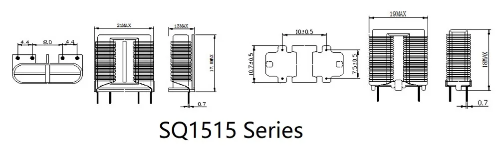 Vertical/Horizontal High Current Flat Wire Winding Common Mode Filter Inductors (SQ/UC1515 Series)