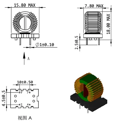 Common Mode Inductors Manufacturer Custom Copper Toroid with Inductance (at 10kHz 0.05V) : 6.8mh +50%/-30%