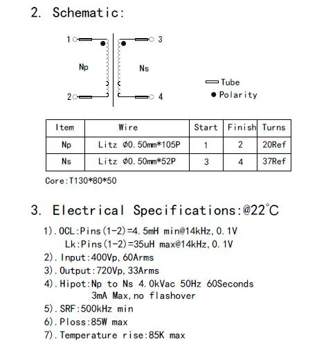 Customized Toroidal Amorphous Core High Frequency Power Transformer