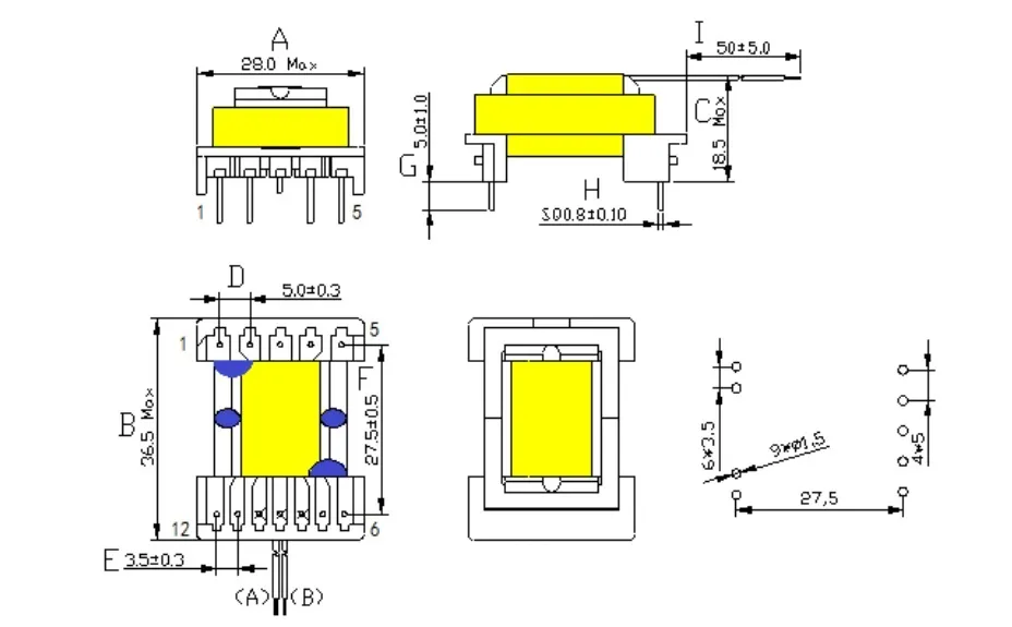 Lead Wire Type UL Approved High Frequency Transformer